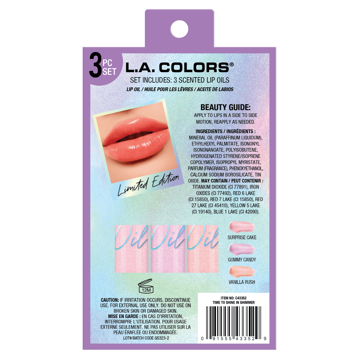 Set De Navidad L.A. Colors Lip Oil Time To Shine In Shimmers - Aceite
