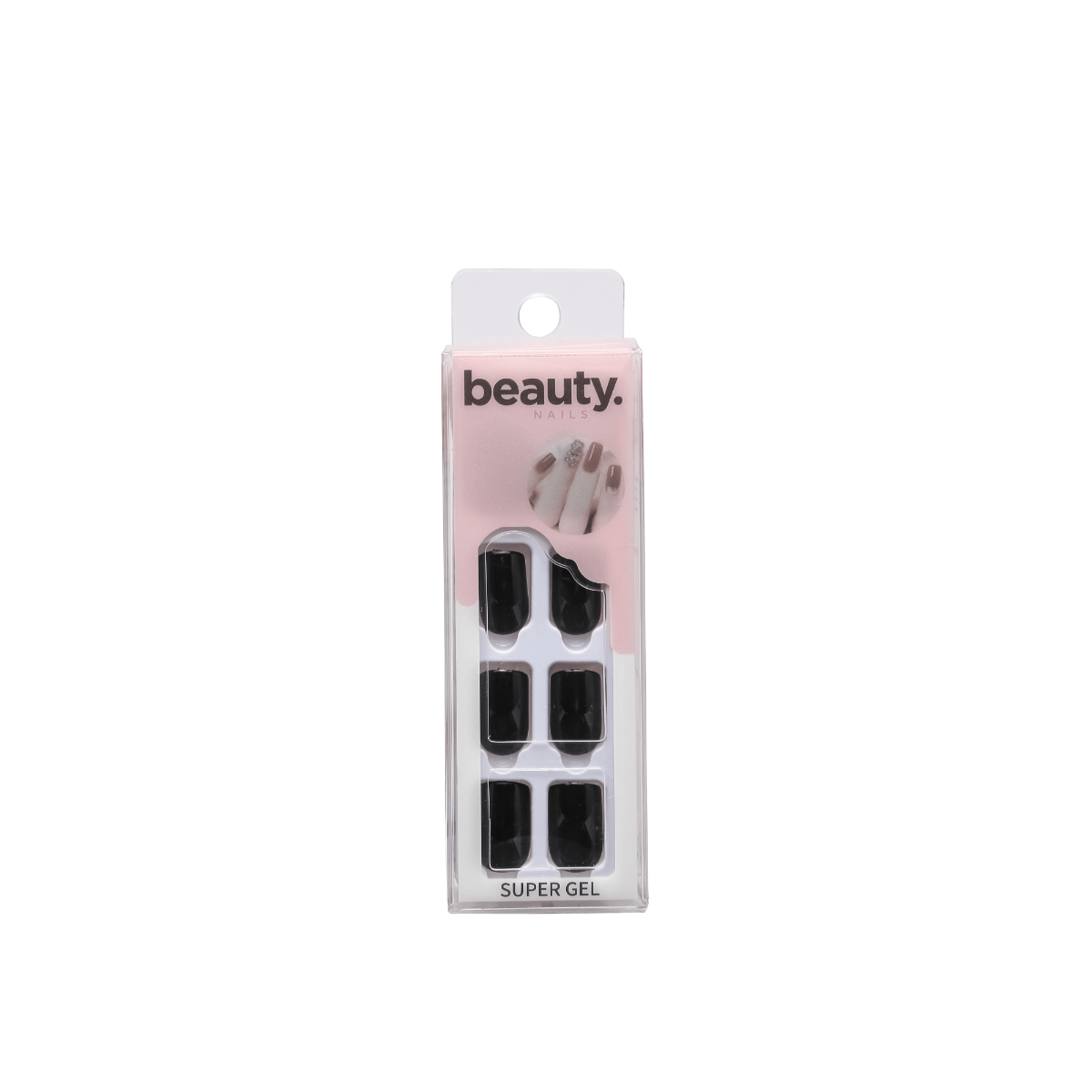 Uñas Postizas Beauty Plus Press On Super Gel Black - Uñas Postizas